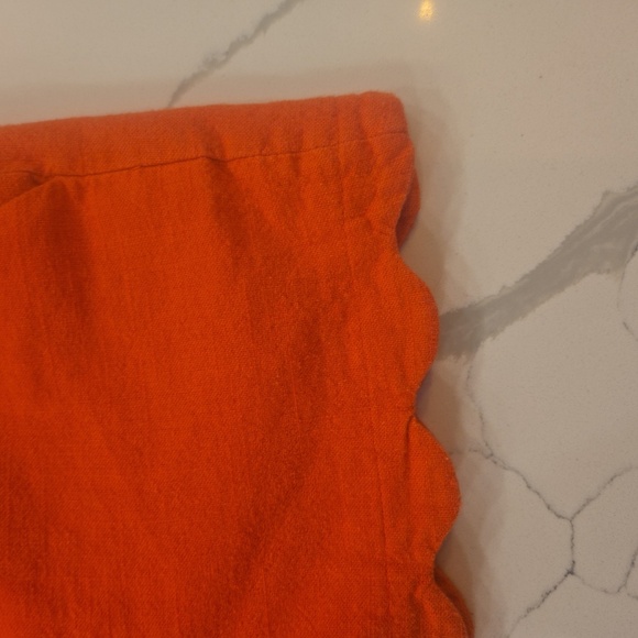 Cynthia Rowley Linen Cotton Scalloped Shorts Orange Womens Size 4 - Picture 2 of 6